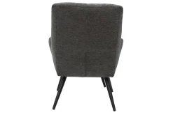 Miliboo Fauteuil Design|Voir Tous Les Fauteuils-Fauteuil et repose-pieds design en tissu gris foncé et métal noir ZOE