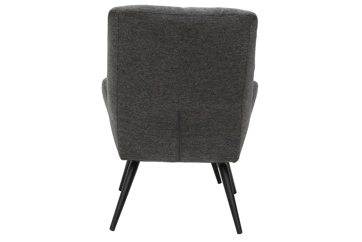Miliboo Fauteuil Design|Voir Tous Les Fauteuils-Fauteuil et repose-pieds design en tissu gris foncé et métal noir ZOE