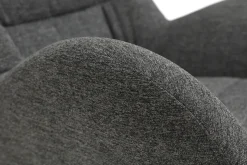 Miliboo Fauteuil Design|Voir Tous Les Fauteuils-Fauteuil et repose-pieds design en tissu gris foncé et métal noir ZOE