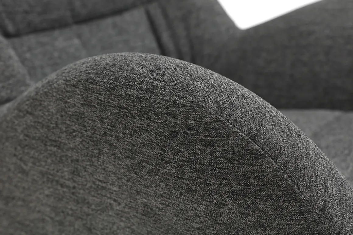 Miliboo Fauteuil Design|Voir Tous Les Fauteuils-Fauteuil et repose-pieds design en tissu gris foncé et métal noir ZOE