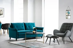 Miliboo Fauteuil Design|Voir Tous Les Fauteuils-Fauteuil et repose-pieds design en tissu gris foncé et métal noir ZOE