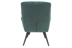 Miliboo Fauteuil Design|Voir Tous Les Fauteuils-Fauteuil et repose-pieds design en tissu velours côtelé vert et métal noir ZOE