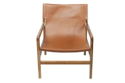 Miliboo Fauteuil Design|Voir Tous Les Fauteuils-Fauteuil ethnique bois teck massif et cuir marron CHILLY