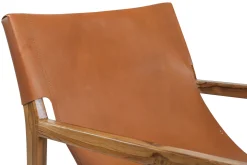 Miliboo Fauteuil Design|Voir Tous Les Fauteuils-Fauteuil ethnique bois teck massif et cuir marron CHILLY