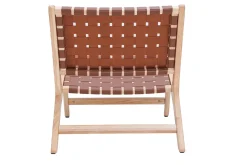 Miliboo Fauteuil Design|Voir Tous Les Fauteuils-Fauteuil ethnique en bois et sangles tressées marron BONDI