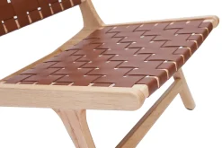 Miliboo Fauteuil Design|Voir Tous Les Fauteuils-Fauteuil ethnique en bois et sangles tressées marron BONDI