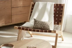 Miliboo Fauteuil Design|Voir Tous Les Fauteuils-Fauteuil ethnique en bois et sangles tressées marron BONDI
