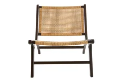Miliboo Fauteuil Design|Voir Tous Les Fauteuils-Fauteuil ethnique en bois teck massif teinté noyer et cannage en rotin naturel HAMMA