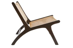 Miliboo Fauteuil Design|Voir Tous Les Fauteuils-Fauteuil ethnique en bois teck massif teinté noyer et cannage en rotin naturel HAMMA