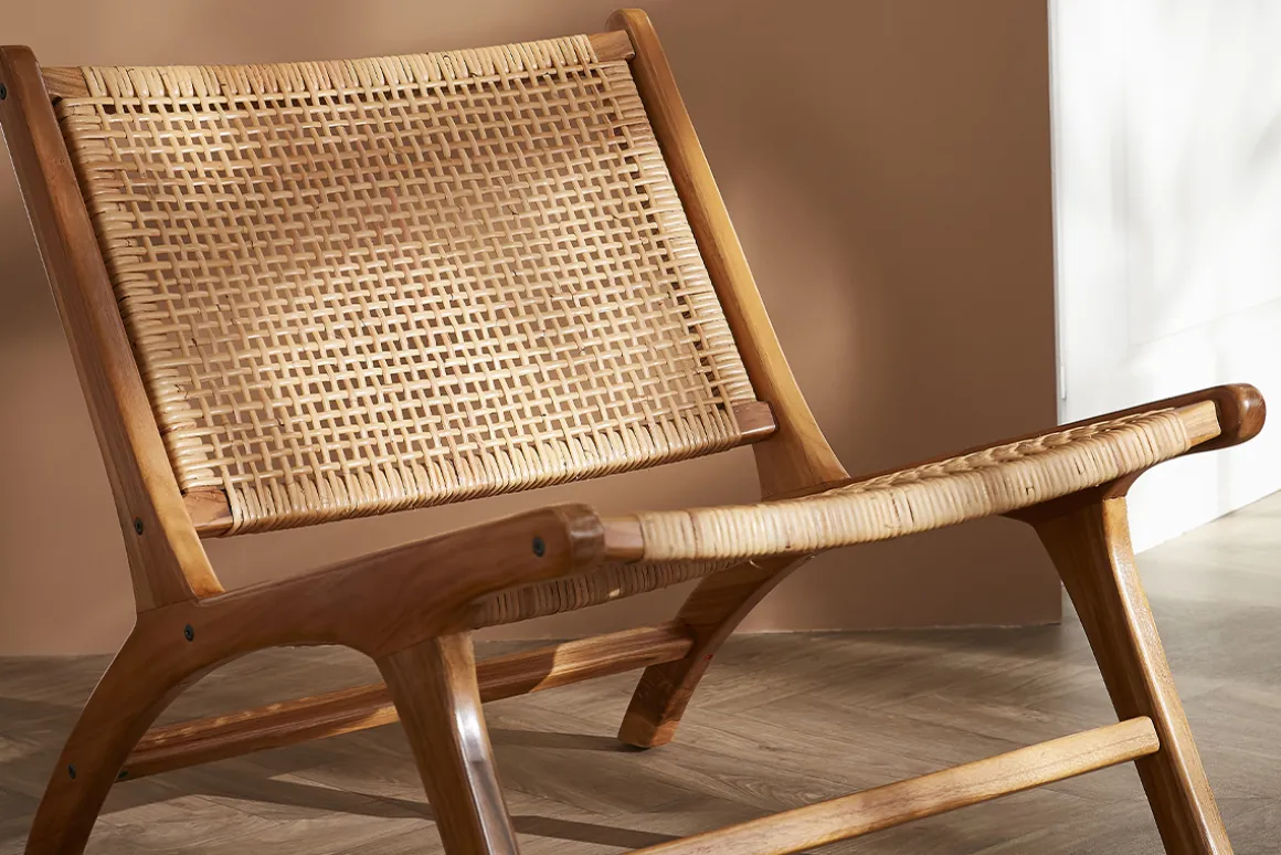 Miliboo Fauteuil Design|Voir Tous Les Fauteuils-Fauteuil ethnique en bois teck massif et cannage en rotin naturel HAMMA