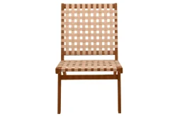 Miliboo Voir Tous Les Fauteuils|Fauteuil-Fauteuil lounge en bois massif et sangles beiges LUCEA