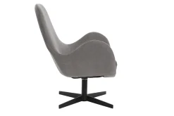 Miliboo Fauteuil Design|Voir Tous Les Fauteuils-Fauteuil pivotant design en tissu effet velours gris et métal noir ANDY