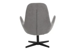 Miliboo Fauteuil Design|Voir Tous Les Fauteuils-Fauteuil pivotant design en tissu effet velours gris et métal noir ANDY