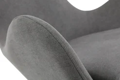 Miliboo Fauteuil Design|Voir Tous Les Fauteuils-Fauteuil pivotant design en tissu effet velours gris et métal noir ANDY