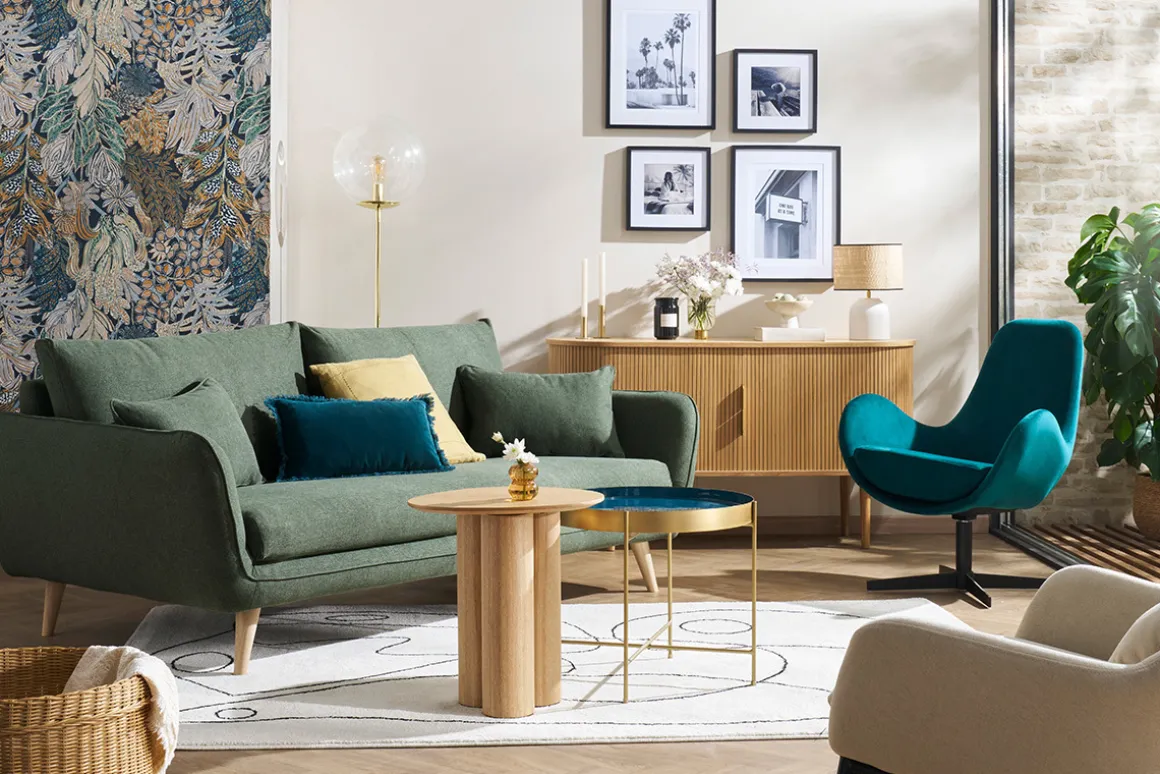 Miliboo Fauteuil Design|Voir Tous Les Fauteuils-Fauteuil pivotant design en tissu velours gaufré bleu canard et métal noir ANDY