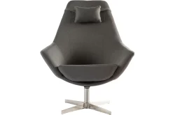 Miliboo Fauteuil Design|Voir Tous Les Fauteuils-Fauteuil pivotant design en tissu gris foncé et acier chromé AMADEO