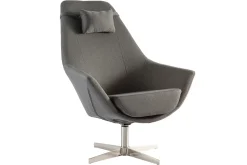 Miliboo Fauteuil Design|Voir Tous Les Fauteuils-Fauteuil pivotant design en tissu gris foncé et acier chromé AMADEO