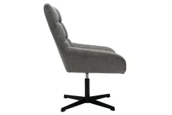 Miliboo Fauteuil Design|Voir Tous Les Fauteuils-Fauteuil pivotant design en tissu effet velours texuré gris et métal noir KING
