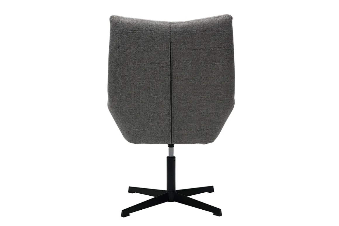 Miliboo Fauteuil Design|Voir Tous Les Fauteuils-Fauteuil pivotant design en tissu effet velours texuré gris et métal noir KING