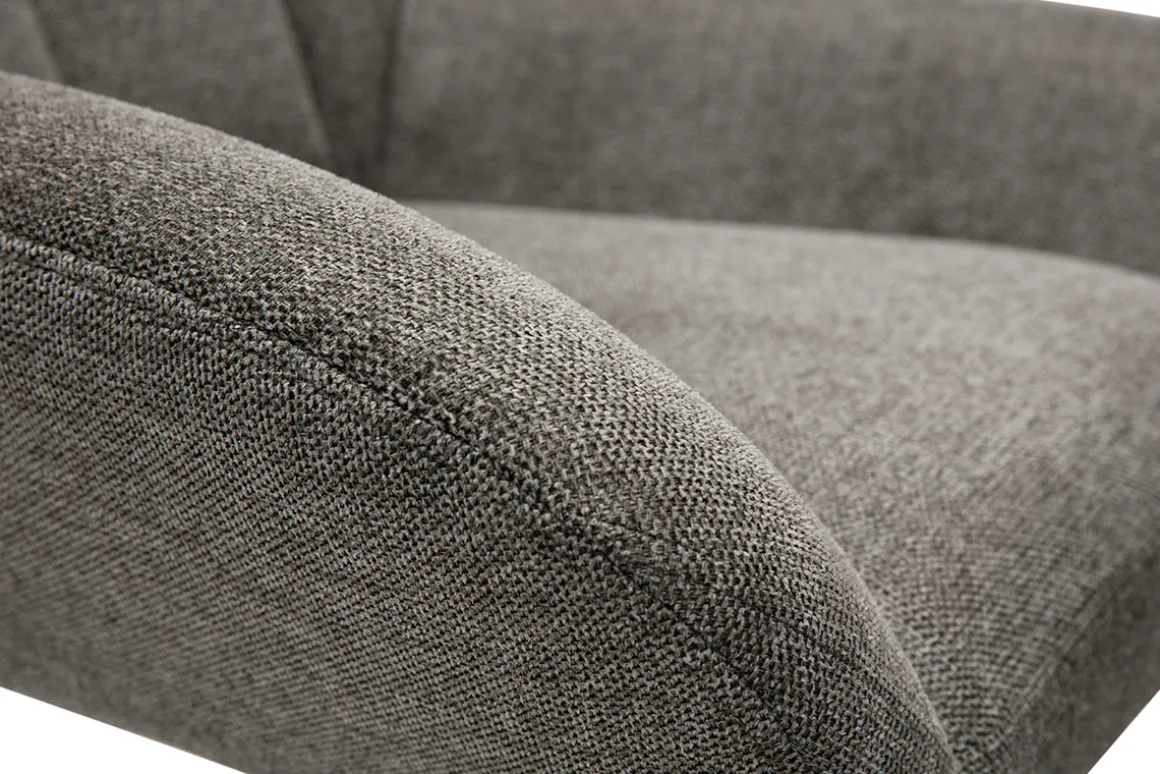 Miliboo Fauteuil Design|Voir Tous Les Fauteuils-Fauteuil pivotant design en tissu effet velours texuré gris et métal noir KING