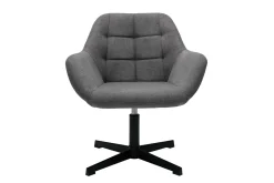 Miliboo Fauteuil Design|Voir Tous Les Fauteuils-Fauteuil pivotant design en tissu effet velours gris et métal noir DARWIN