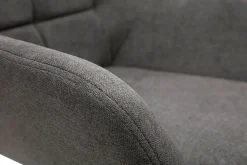 Miliboo Fauteuil Design|Voir Tous Les Fauteuils-Fauteuil pivotant design en tissu effet velours gris et métal noir DARWIN