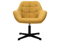 Miliboo Fauteuil Design|Voir Tous Les Fauteuils-Fauteuil pivotant design en tissu effet velours jaune moutarde et métal noir DARWIN