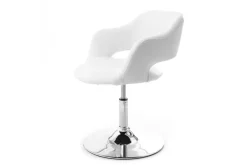 Miliboo Fauteuil Design|Voir Tous Les Fauteuils-Fauteuil pivotant design blanc et acier chromé JESSY