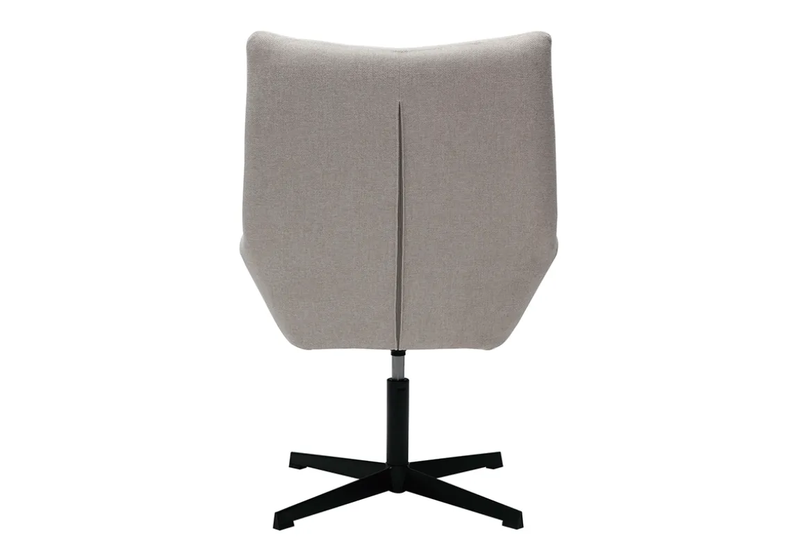 Miliboo Fauteuil Design|Voir Tous Les Fauteuils-Fauteuil pivotant design en tissu effet velours texuré beige et métal noir KING