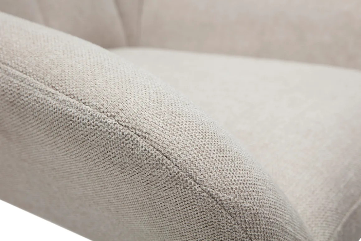 Miliboo Fauteuil Design|Voir Tous Les Fauteuils-Fauteuil pivotant design en tissu effet velours texuré beige et métal noir KING