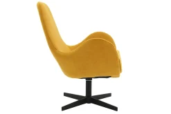 Miliboo Fauteuil Design|Voir Tous Les Fauteuils-Fauteuil pivotant design en tissu effet velours jaune moutarde et métal noir ANDY
