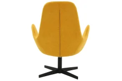 Miliboo Fauteuil Design|Voir Tous Les Fauteuils-Fauteuil pivotant design en tissu effet velours jaune moutarde et métal noir ANDY