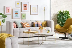 Miliboo Fauteuil Design|Voir Tous Les Fauteuils-Fauteuil pivotant design en tissu effet velours jaune moutarde et métal noir ANDY