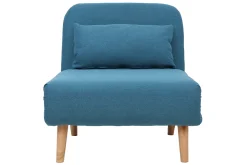 Miliboo Fauteuil Design|Voir Tous Les Fauteuils-Fauteuil scandinave convertible en tissu bleu canard AMIKO