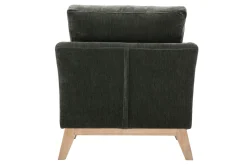 Miliboo Fauteuil Design|Voir Tous Les Fauteuils-Fauteuil scandinave déhoussable en tissu effet velours vert kaki et bois clair OSLO