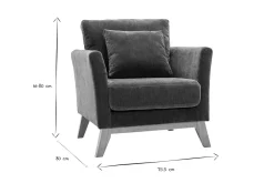 Miliboo Fauteuil Design|Voir Tous Les Fauteuils-Fauteuil scandinave déhoussable en tissu effet velours vert kaki et bois clair OSLO