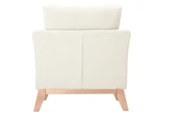Miliboo Fauteuil Design|Voir Tous Les Fauteuils-Fauteuil scandinave déhoussable en tissu effet laine bouclée blanc cassé et bois clair OSLO