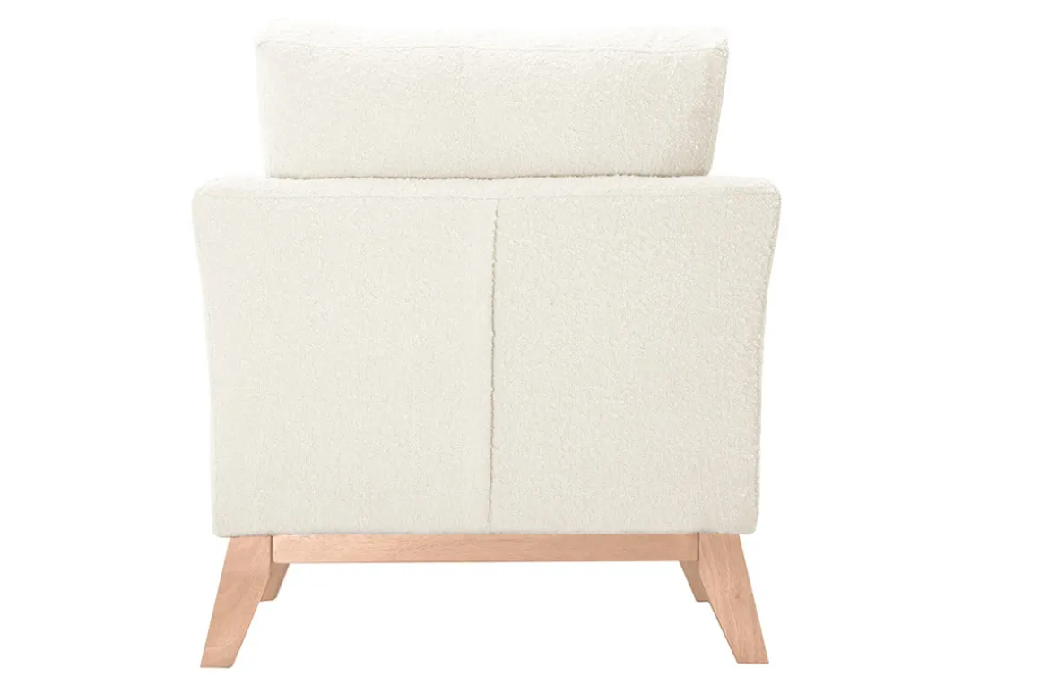 Miliboo Fauteuil Design|Voir Tous Les Fauteuils-Fauteuil scandinave déhoussable en tissu effet laine bouclée blanc cassé et bois clair OSLO