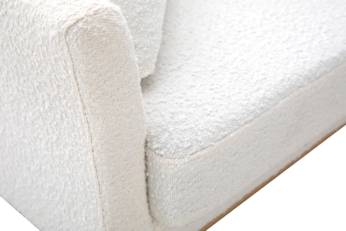 Miliboo Fauteuil Design|Voir Tous Les Fauteuils-Fauteuil scandinave déhoussable en tissu effet laine bouclée blanc cassé et bois clair OSLO