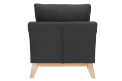 Miliboo Fauteuil Design|Voir Tous Les Fauteuils-Fauteuil scandinave déhoussable en tissu gris foncé et bois clair OSLO