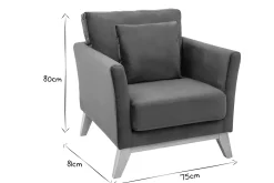 Miliboo Fauteuil Design|Voir Tous Les Fauteuils-Fauteuil scandinave déhoussable en tissu velours bleu pétrole et bois clair OSLO