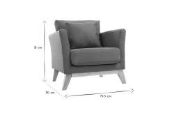 Miliboo Fauteuil Design|Voir Tous Les Fauteuils-Fauteuil scandinave déhoussable en tissu bleu canard et bois clair OSLO