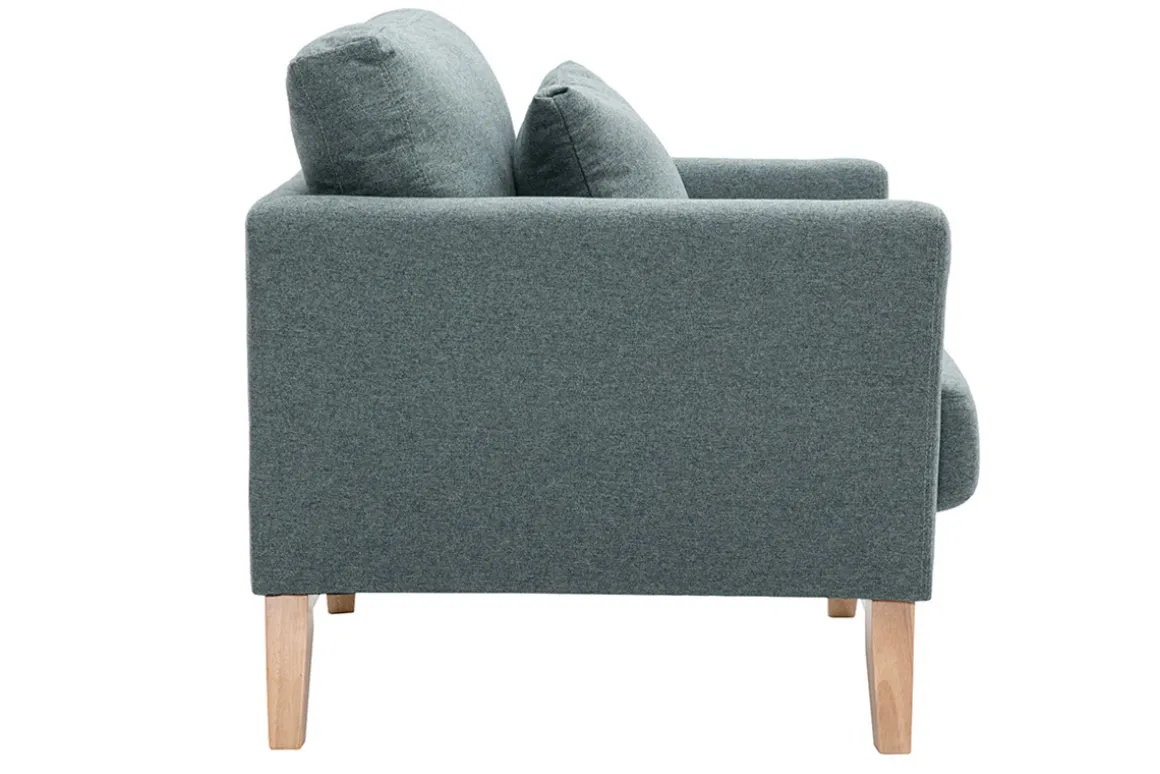 Miliboo Fauteuil Design|Voir Tous Les Fauteuils-Fauteuil scandinave déhoussable en tissu vert de gris et bois clair OSLO