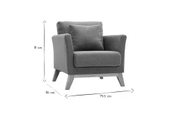 Miliboo Fauteuil Design|Voir Tous Les Fauteuils-Fauteuil scandinave déhoussable en tissu vert de gris et bois clair OSLO