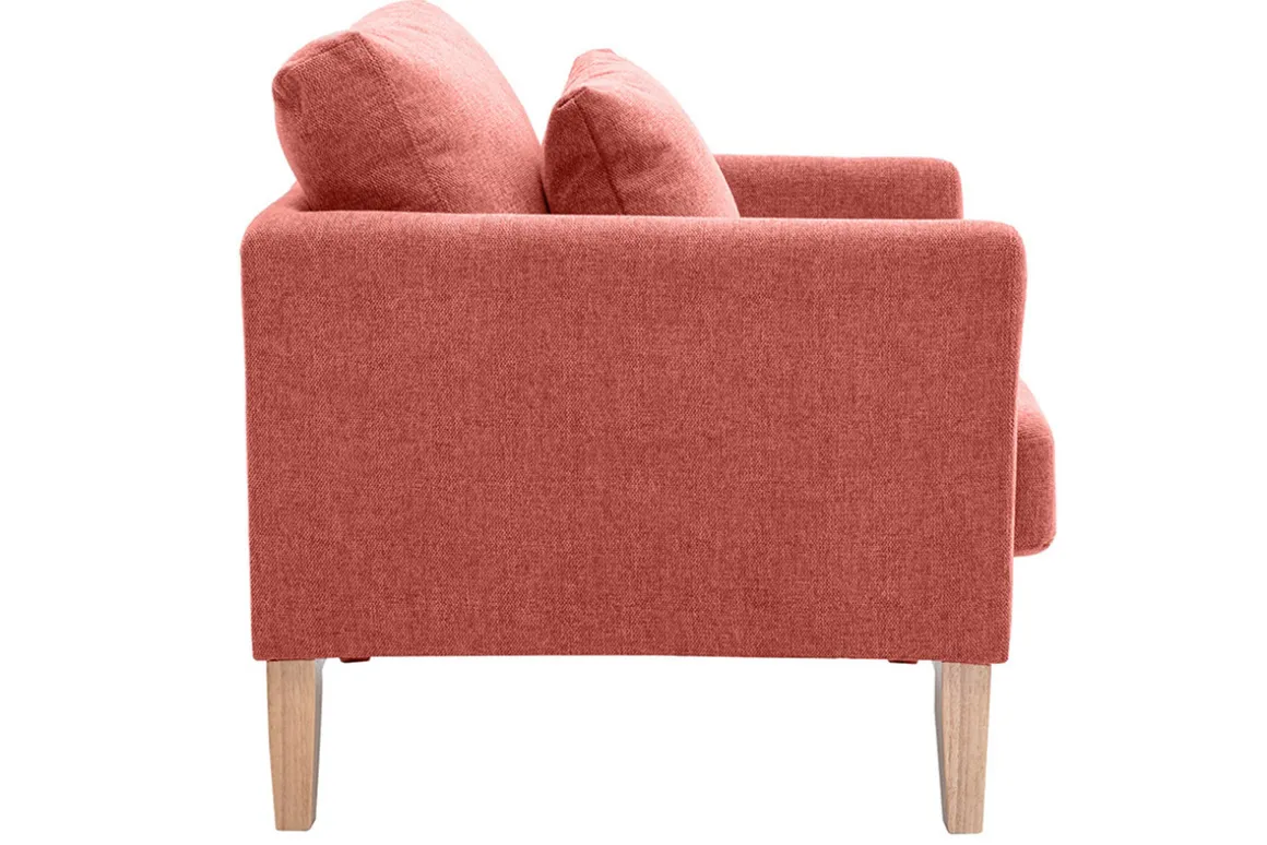 Miliboo Fauteuil Design|Voir Tous Les Fauteuils-Fauteuil scandinave déhoussable en tissu effet velours texturé terracotta et bois clair OSLO