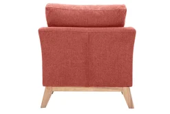 Miliboo Fauteuil Design|Voir Tous Les Fauteuils-Fauteuil scandinave déhoussable en tissu effet velours texturé terracotta et bois clair OSLO