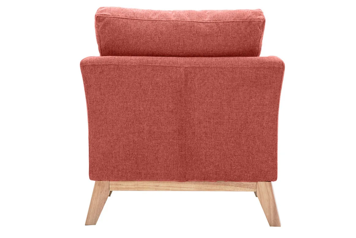 Miliboo Fauteuil Design|Voir Tous Les Fauteuils-Fauteuil scandinave déhoussable en tissu effet velours texturé terracotta et bois clair OSLO