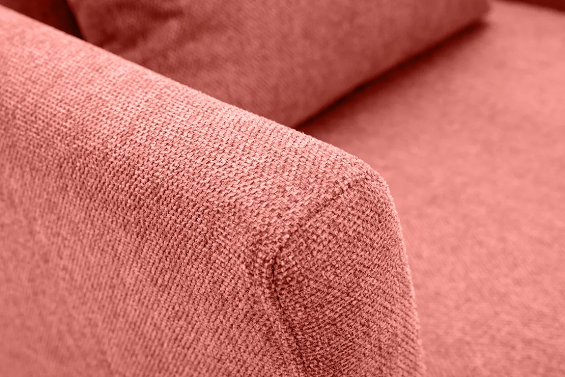 Miliboo Fauteuil Design|Voir Tous Les Fauteuils-Fauteuil scandinave déhoussable en tissu effet velours texturé terracotta et bois clair OSLO