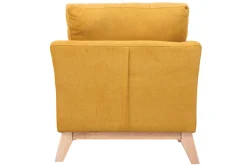 Miliboo Fauteuil Design|Voir Tous Les Fauteuils-Fauteuil scandinave déhoussable en tissu effet velours jaune moutarde et bois clair OSLO
