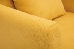 Miliboo Fauteuil Design|Voir Tous Les Fauteuils-Fauteuil scandinave déhoussable en tissu effet velours jaune moutarde et bois clair OSLO